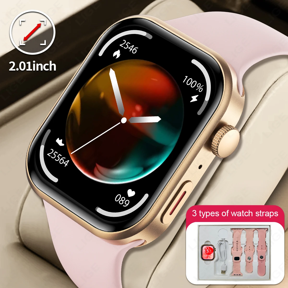 

LIGE 2025 Новые умные часы для мужчин и женщин, 2,04 дюйма, HD-экран, GPS, траектория, AI, голосовой спорт, Bluetooth, монитор здоровья, умные часы