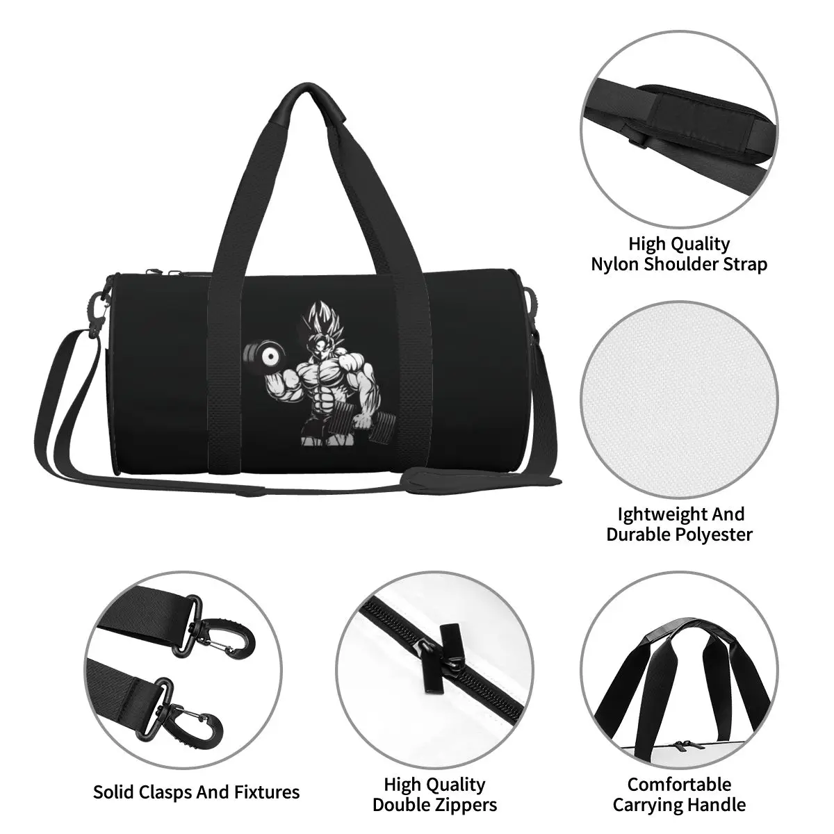 Bolsa de gimnasio motivacional de Anime, bolsas deportivas portátiles, accesorios de gimnasio, bolso impreso de entrenamiento de viaje, bolsa de Fitness Vintage para hombres