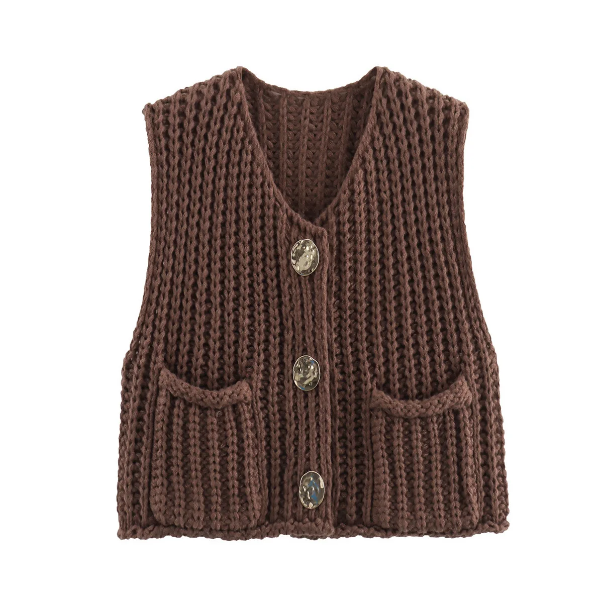 

Korean Fashion Crop Sweater Women Vest Solid Loose Casual Sweater Vest Cable Knit Sweater Vest For Women Luxury Designer Tops
