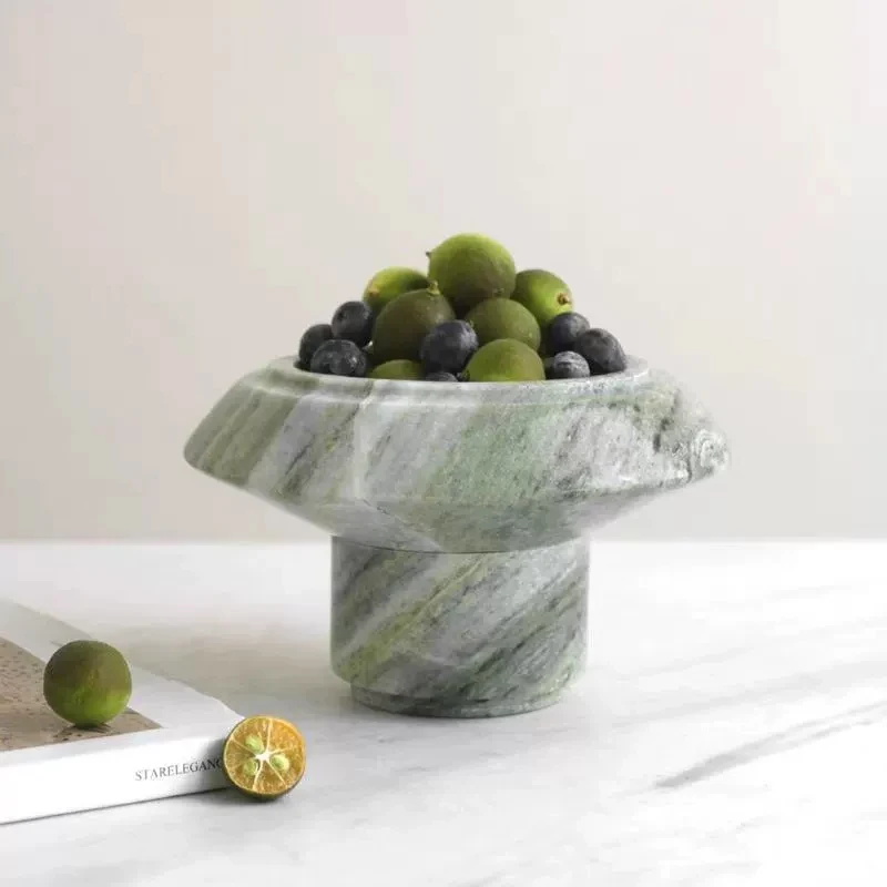 Marble Fruit Bowl-Villa/Show Flat Centerpiece, High-End Coffee Table Decor, Handcrafted Natural Stone Tray for Home/Hotel