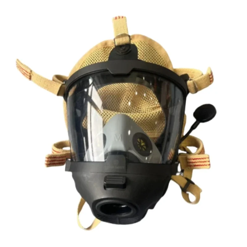 High quality cone shape communication SCBA mask with kevlar head net PTT for firemen SCBA chemical