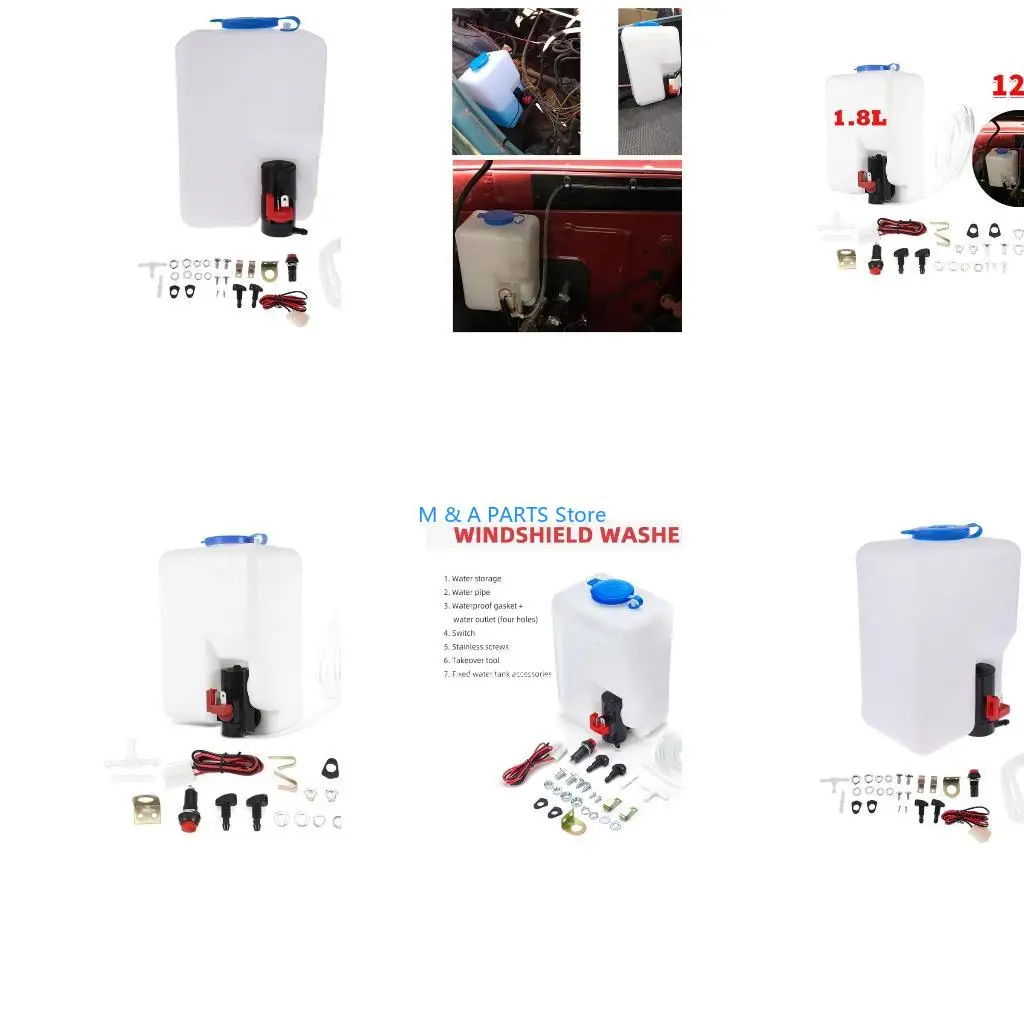 

U1JF Car Windshield Washer Bottle 12V 1.5L with Jets Wiring Water Pump Hose