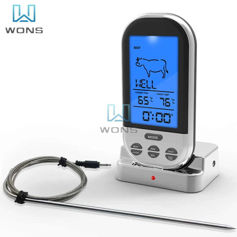 BBQ Thermometer Eight Kinds of Meat Memory Temperature Digital Display High Temperature Resistance Probe Temperature Thermometer