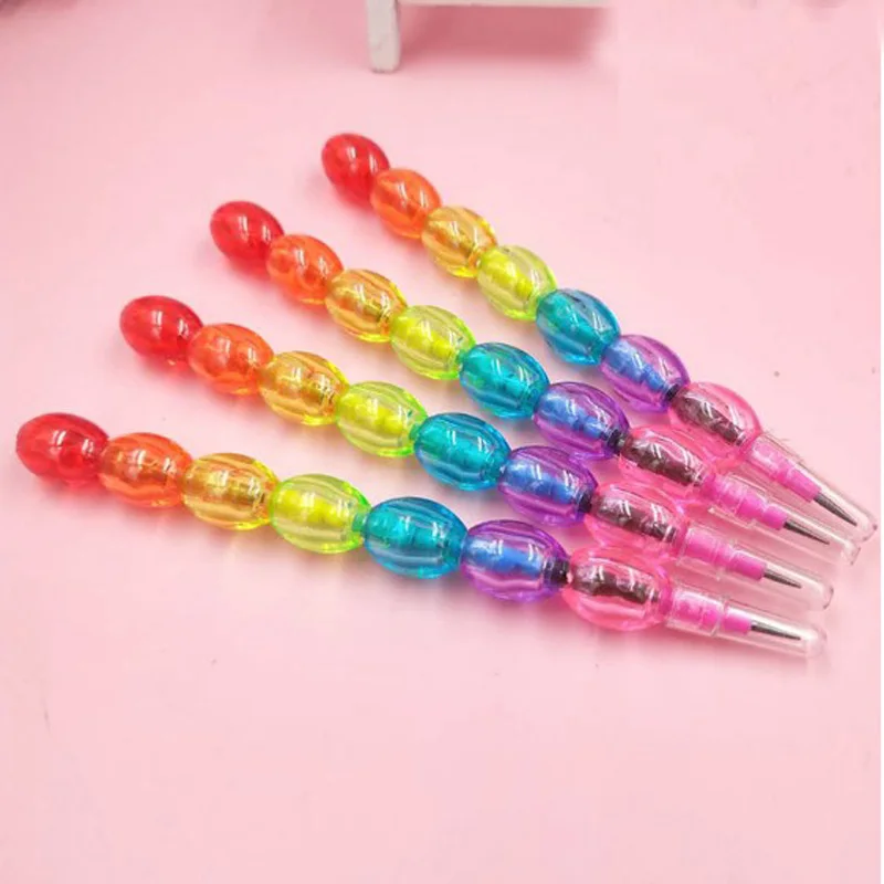 12 Pcs Colorful Building Blocks Kawaii Pencil Pupils Assembling Writing Children Pencils School Kid Christmas Party Supplies