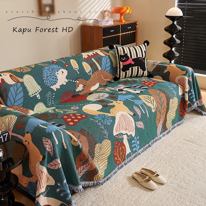 Home Sofa Towel with Full Coverage Ins Cotton Yarn Camping Blanket Sofa Cushion Cover All Season Universal All Inclusive