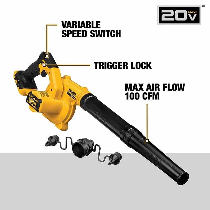 Imagem -02 - Dewalt-air Blower Compacto sem Fio Limpador de pó Recarregável Ferramentas Elétricas 18000rpm Ajustes de Velocidades Dce100n 20v