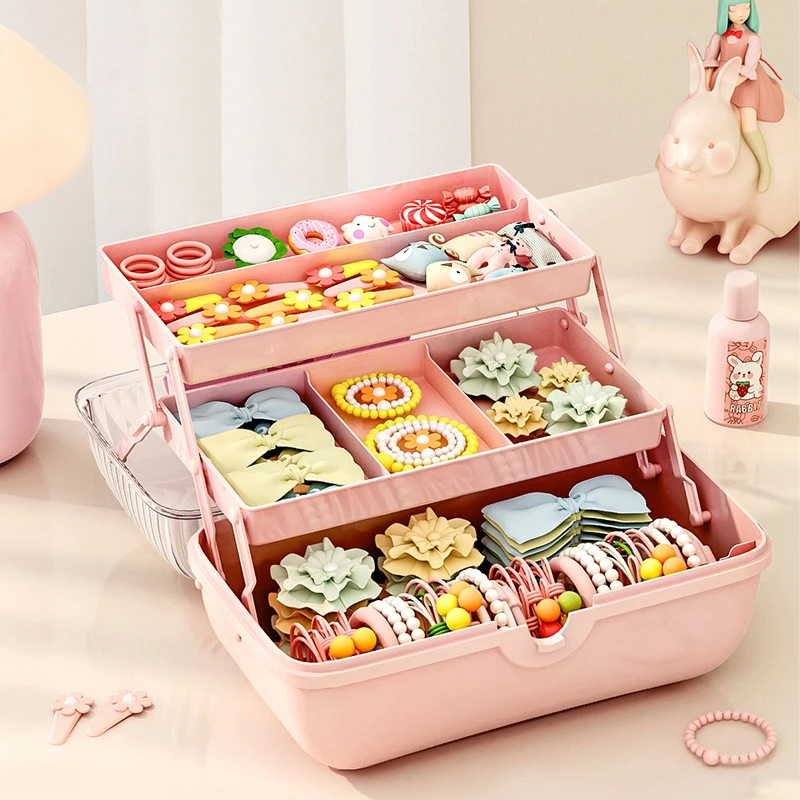 2023new Multi-layer Hairpin Storage Box Cute Girls Jewellery Box Children\'s Hair Accessories Storage Box Toy Storage Box