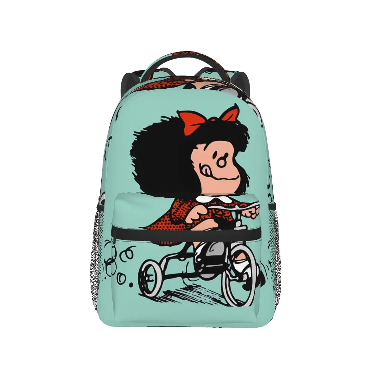 On A Bicycle Enjoys Life Backpacks Casual Portable Bags Anime Mafalda School Bag Students Gifts