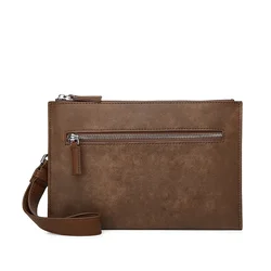 Vintage Brown PU Leather Clutch Bag para homens