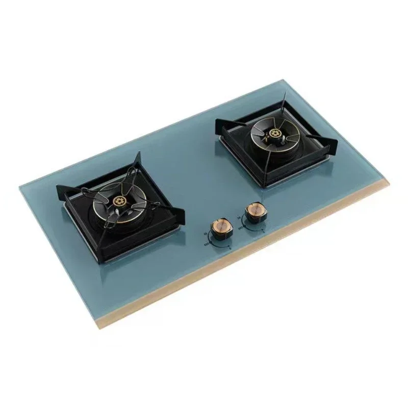 Vendite calde transfrontaliere Able Vendita calda Stufa a gas in vetro temperato Piano cottura incorporato Cucina Stufa a gas a 2 fuochi in ghisa