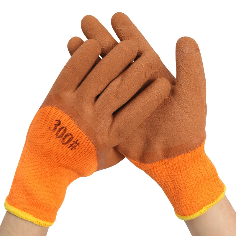 Terry foam dipped gloves warm and cold thickened wrinkle dipped with glue