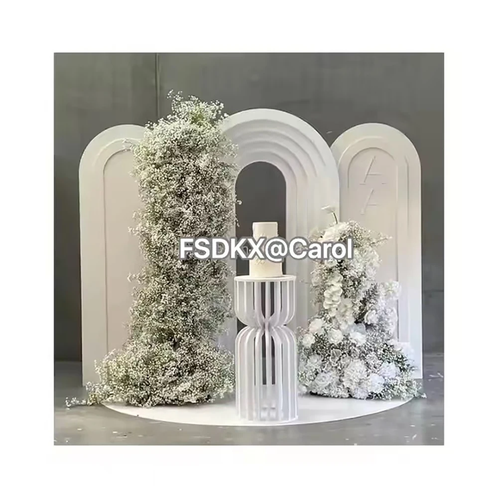 Modern Customized PVC Acrylic Pink White Ripple Arch Baby Shower Birthday Party Backdrop Stage for Wedding Event Decorations