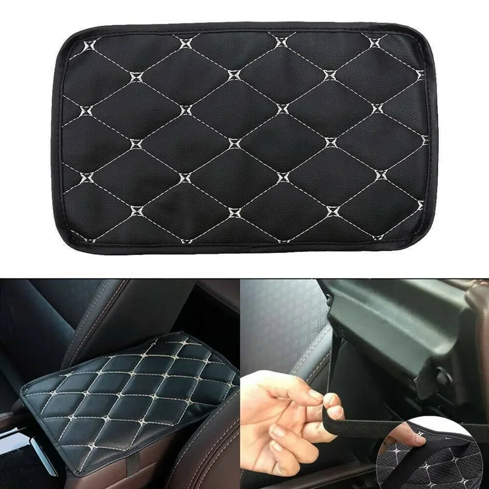 Auto Armrest Pad Cover For Center Console Box Made Of Scratch Resistant PU Leather With Flexible Sponge Cushion Layer