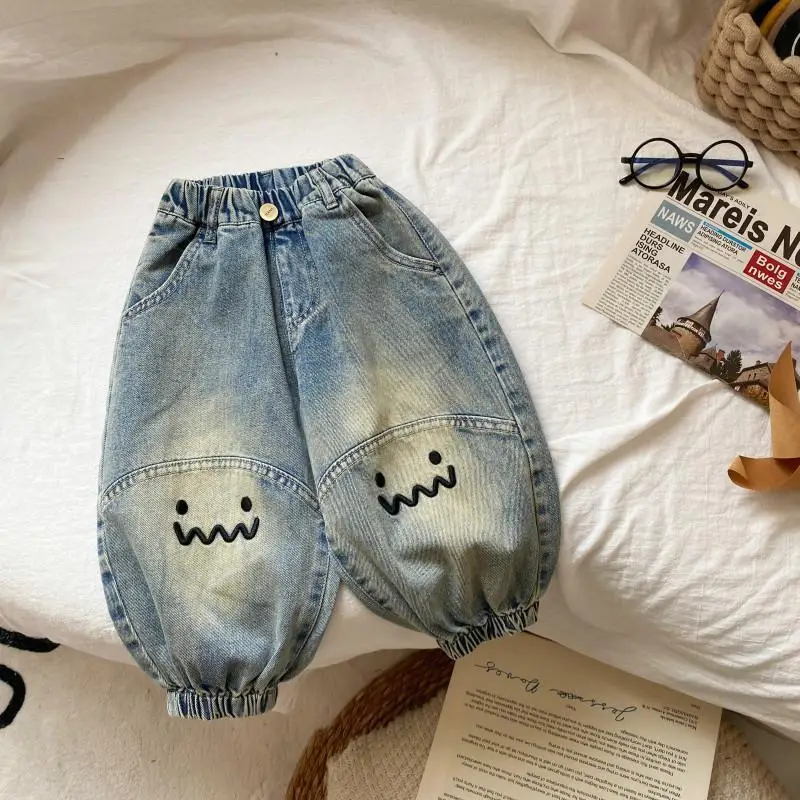 

New Children's Spring and Autumn Jeans Toddlers and Kids, Korean Style Boys and Girls Versatile Casual Pants