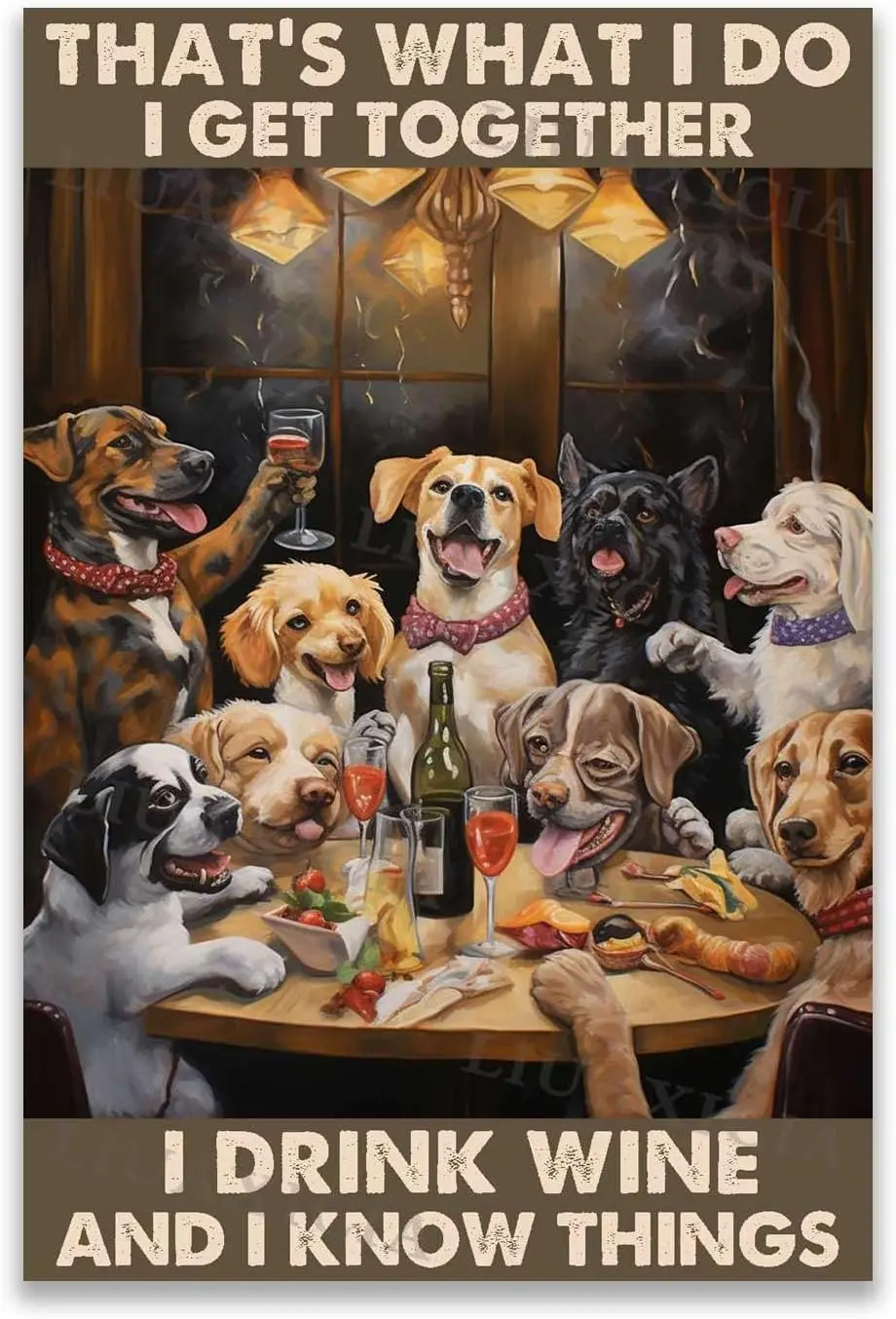 Canvas Vintage Wall Art That's What I Do I Get Together I Drink Wine And I Know Things For Living Room Bedroom Office Play