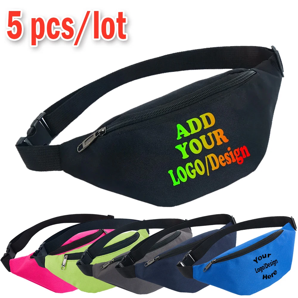 5 Pcs Custom Waist Bag With Logo Text Name Photo Personalized Outdoor Sports Bag Fanny Pack For Men Women Belt Bag Running Bag