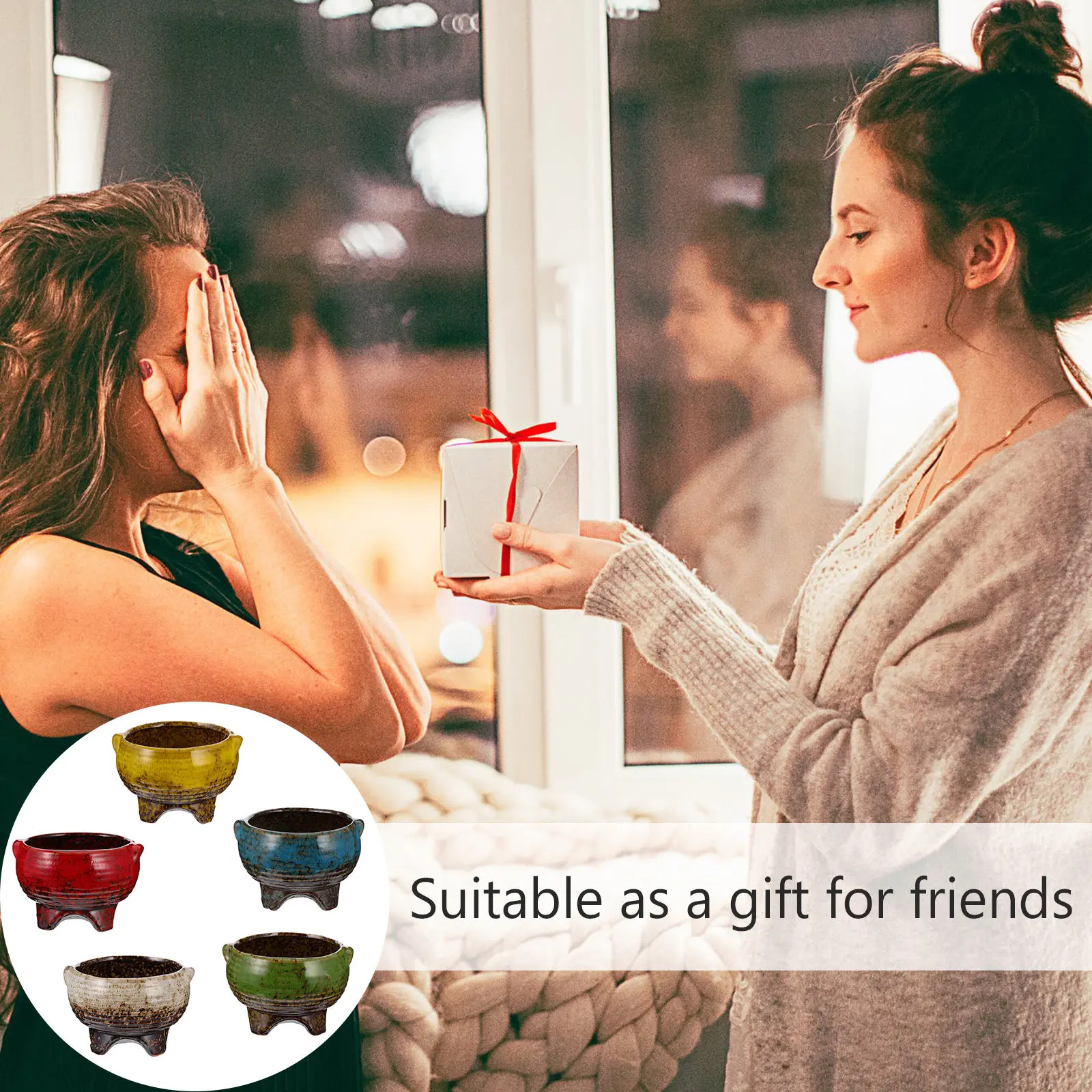 

Набор из 5 керамических горшков для суккулентов: декоративные кашпо для дома и сада, для кактусов, бонсай, мини-растений, для офисного стола