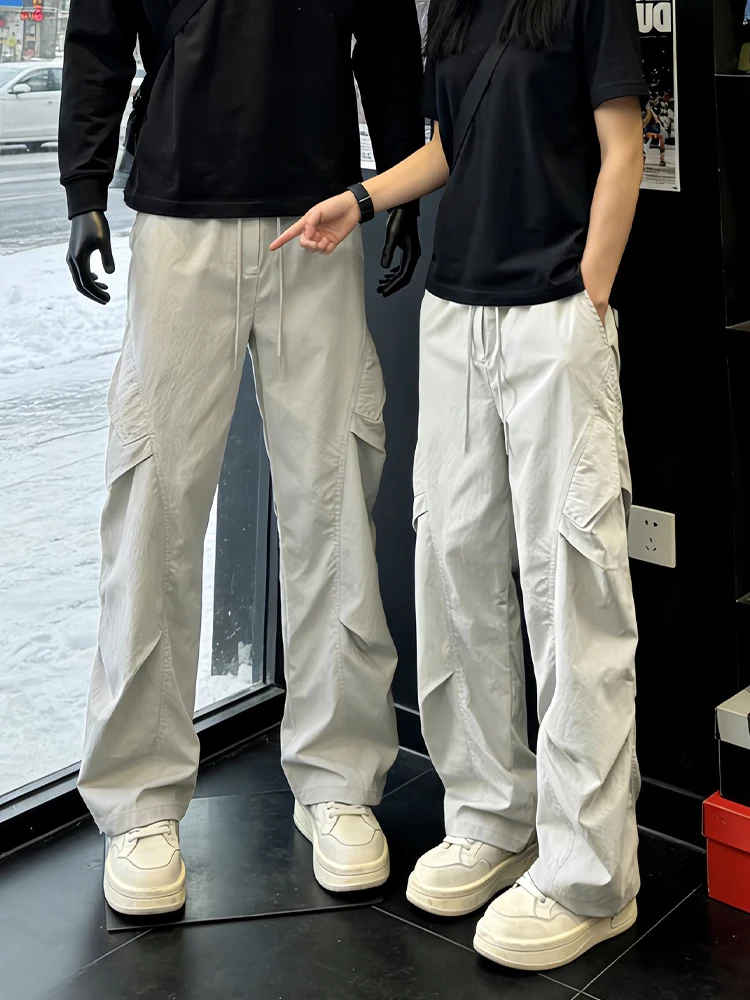 

American Sle Men's Workwear Pants Spring High Waist Trousers Soft ell Windproof Waterproof Pleated Loose Fit Casual Pants