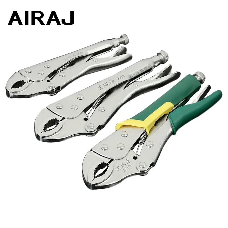 AIRAJ Locking Pliers for Removing nuts Curved Jaw Welding Tool Lock Mole Pliers Plumbing Repair Tools Round-Nose Pliers Vise