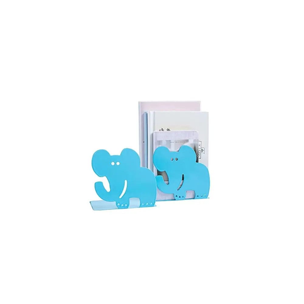 

Elephant Animals Bookends, Metal Student'S Book Ends, Blue Elephant Study Book Racks For Office Study Room, Book Shelf Holder