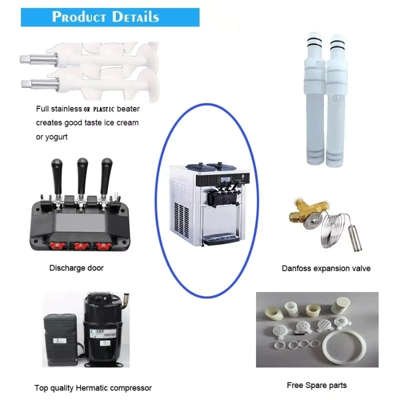 Automatic Commercial Table Top 3 Flavors Yogurt Ice Cream Making Soft Serve Ice Cream Machine