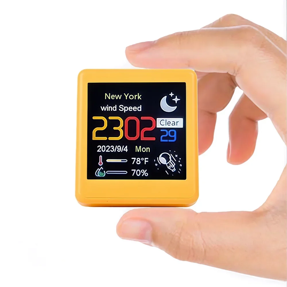 

Mini WiFi Weather Clock with Animated Display, Digital Thermometer Hygrometer, Desktop Decor for Home Office, Creative Gift Idea