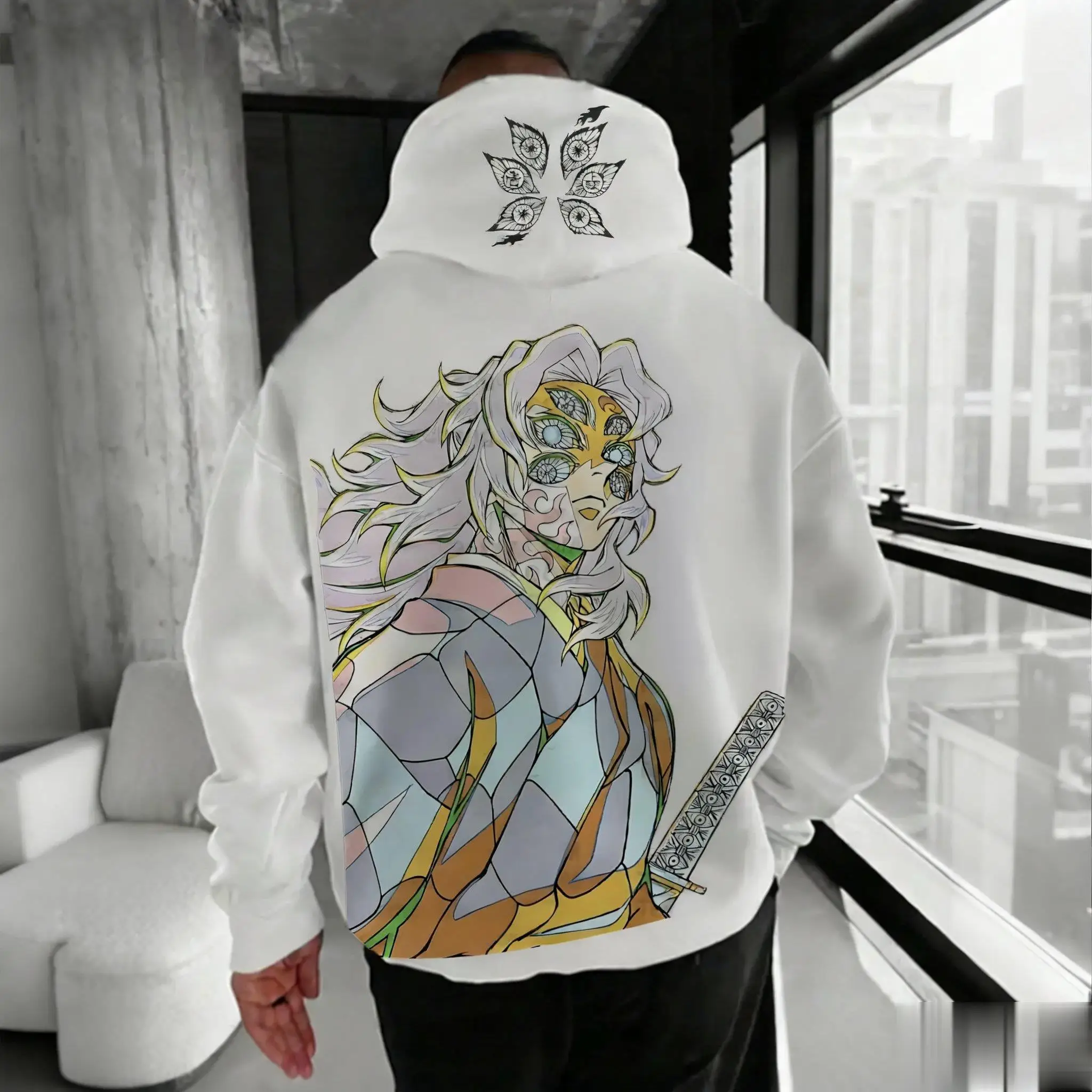 Felpa con cappuccio anime moda autunno streetwear felpa grafica Demon Slayer uomo donna stampa farfalla pullover casual cosplay unisex