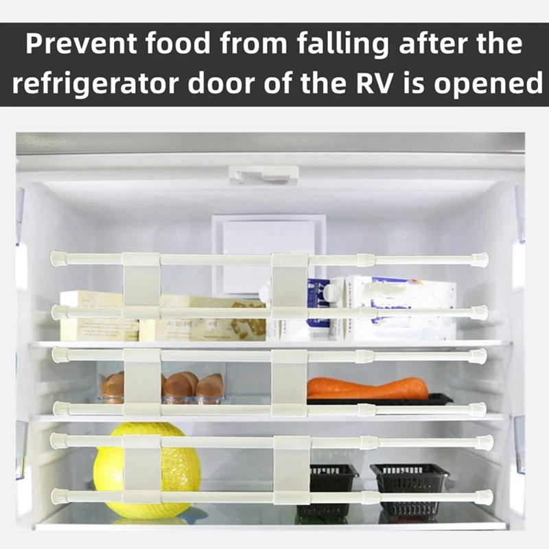 Barras de tensión ajustables para refrigerador Rv, accesorios de nevera para mantener alimentos y bebidas, 4 piezas