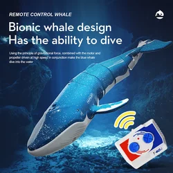 2.4G RC Whale Diving Simulation Shark Water Spray Swimming Bath Outdoor Electric Kids Toys Boy Underwater Remote Control Anima