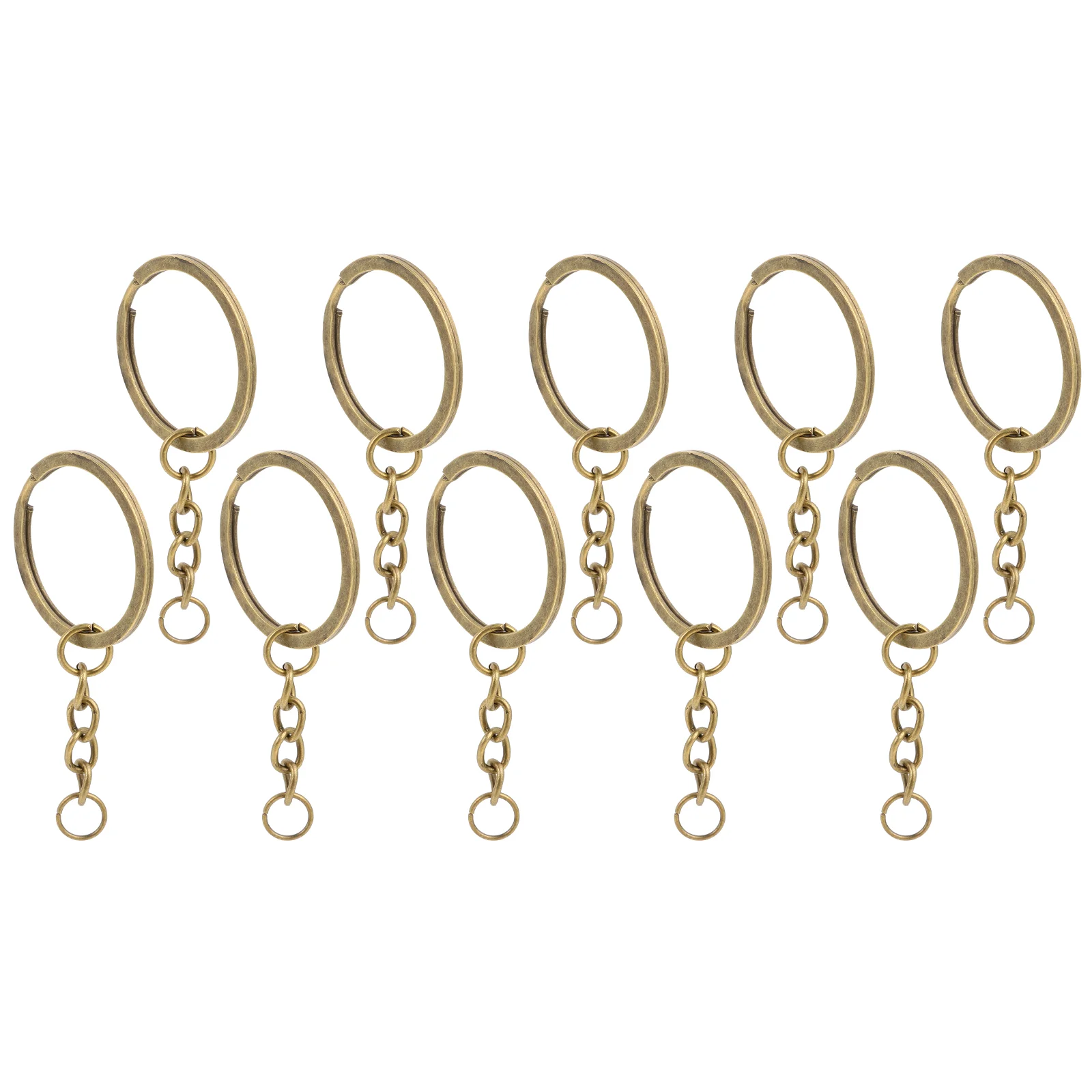 10 Pcs Key Chain Pendant Split Keychain Charm DIY Accessory Keychains Rings Lanyard Stainless Steel Bulk