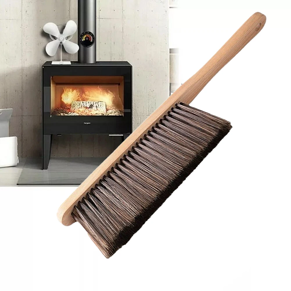 Cepillo de limpieza para el hogar, 36cm de longitud, Color marrón, fácil de usar, diseño ergonómico para chimenea