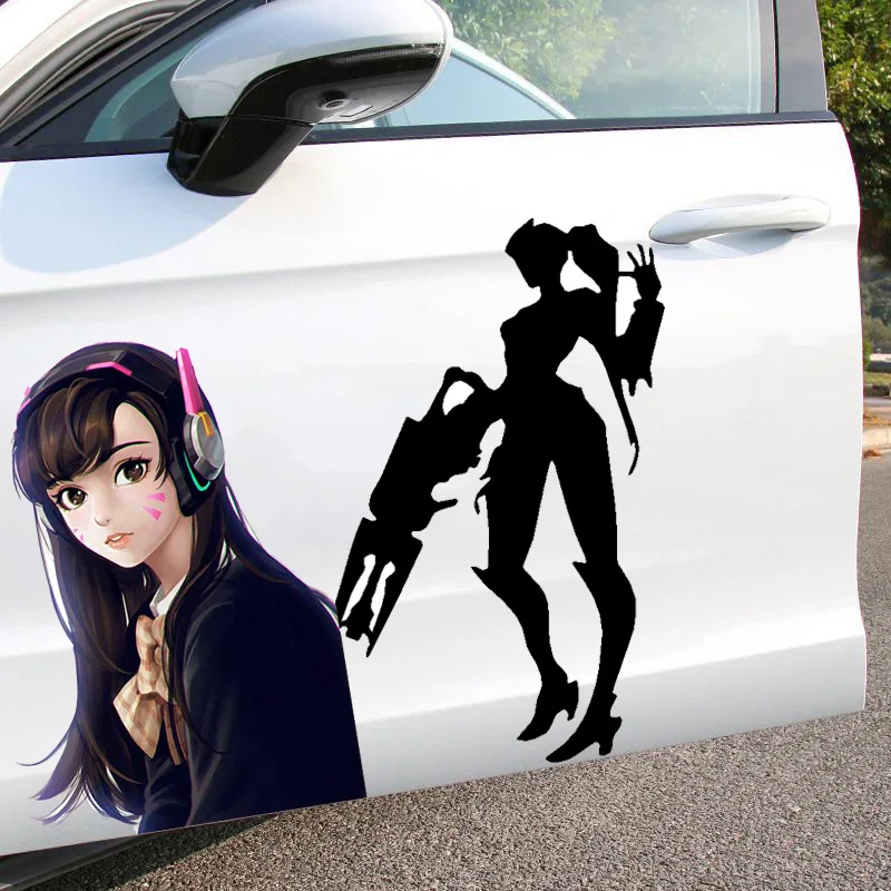 

Game Car Decals Dva Sticker Dragon Sword Decals Game Silhouette PVC Decorative Decal Waterproof Motorcycle Off Road Vehicle