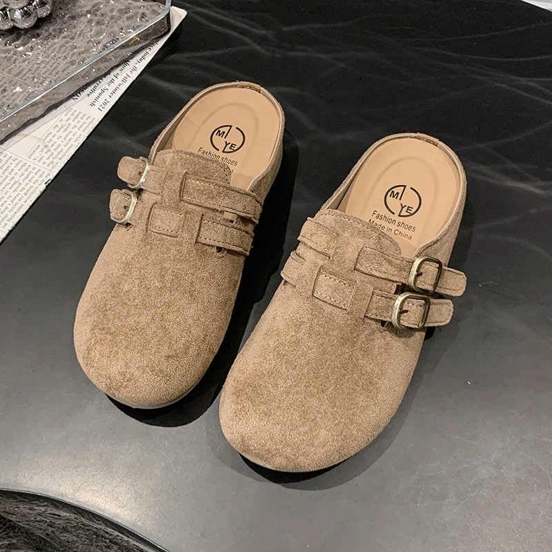 

Чистящие туфли в стиле ретро. Новые женские полутапочки Baotou на толстой подошве весной и летом 2025 года. Носите пару ленивых туфель.