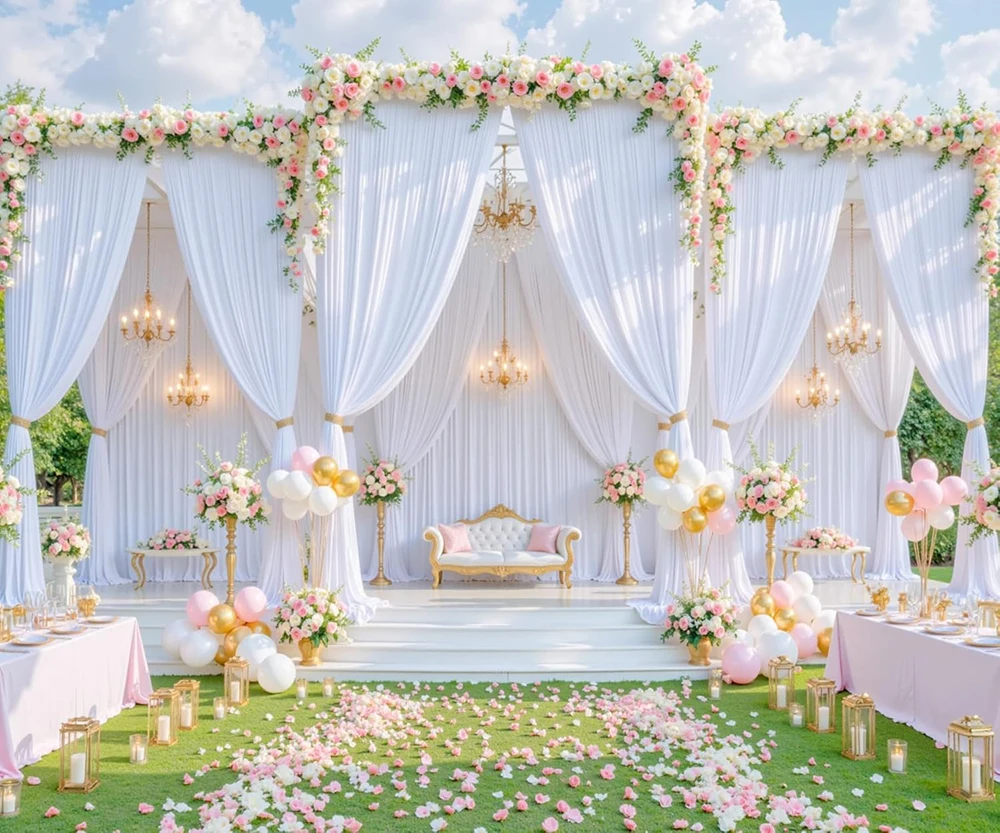 1 Stück Faltenfreier Hintergrundvorhang für Hochzeit, Brautparty, Babyparty, Foto, Bühnenhintergrund, Stoffdekoration für Geburtstagsfeiern – Detail 18