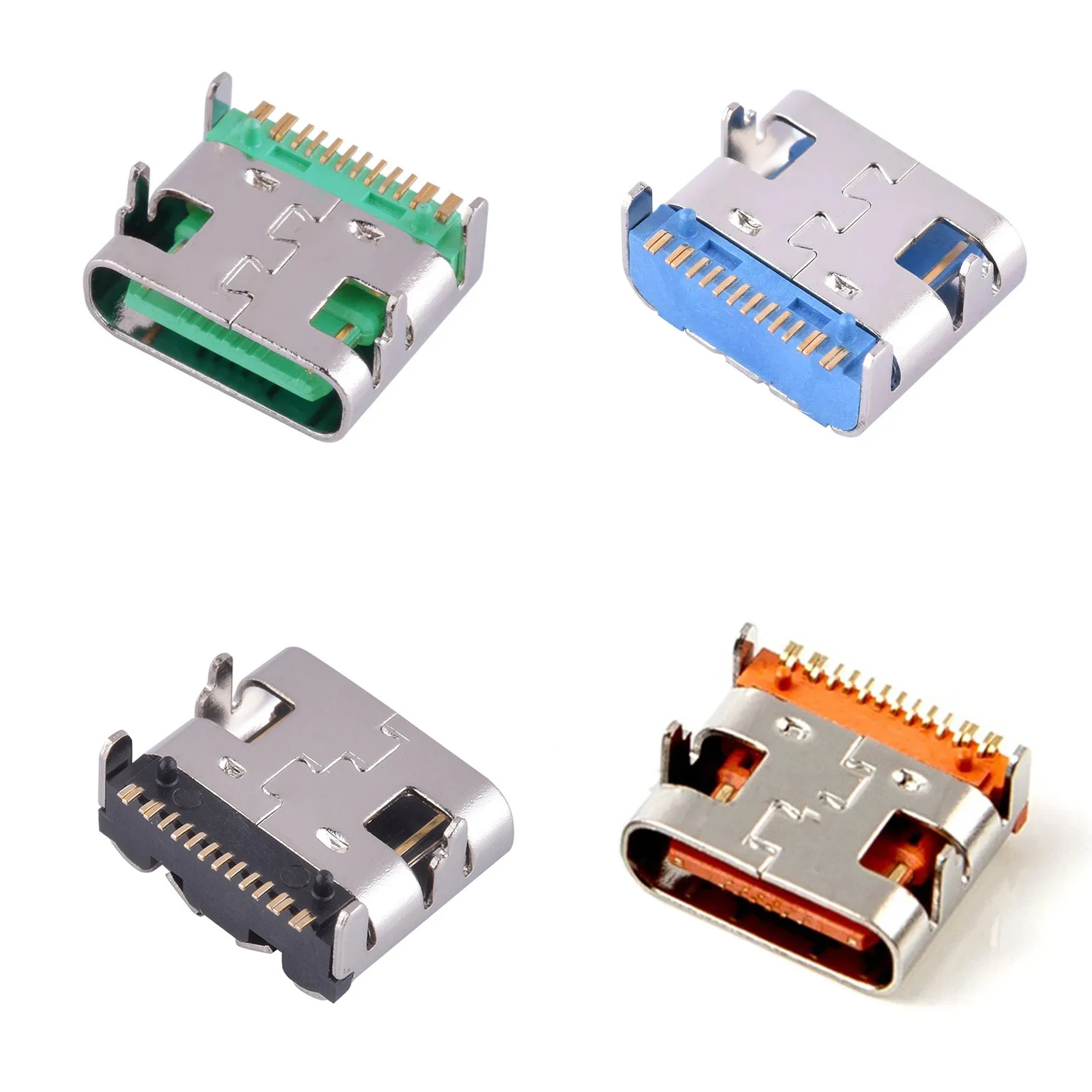 10Pcs 16Pin SMT Socket Connector Micro USB Type C 3.1 Female Placement SMD DIP For PCB High Current Charging