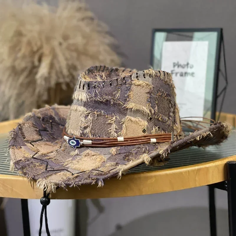 

Vintage Cowboy Hat UPF50+ - Western Wide Brim Hat for Men & Women, Outdoor Camping Hiking Travel