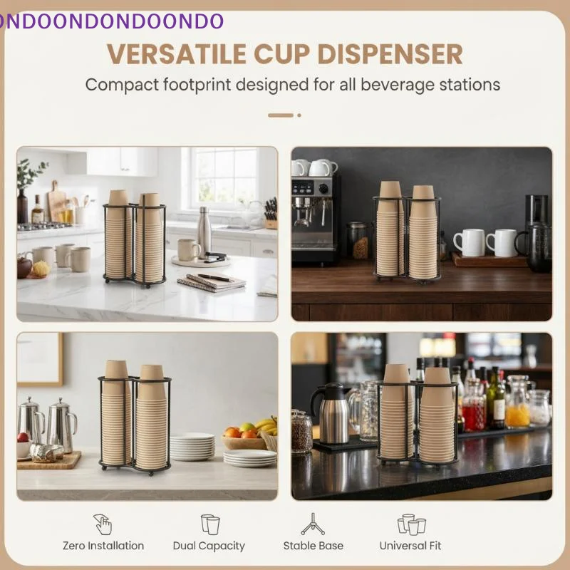 Metal Disposable Paper Cup Holder With Dual Slots Stable Base For Home Kitchen Office Coffee Station Daily Use