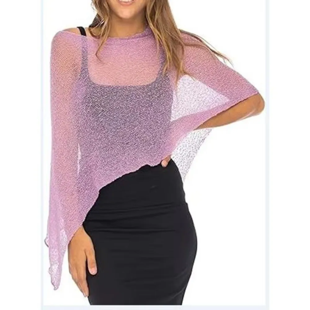 

Новый женский вязаный накидка с открытыми плечами, треугольный подол, свободная солнцезащитная шаль, нерегулярный пуловер, верхняя одежда, подарок