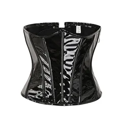 Sexy Glossy Pu Leather Underbust Corsets Bustiers Body Shaper Slimming Short Torso Waist Trainer Corset Lingerie Tops Steampunk