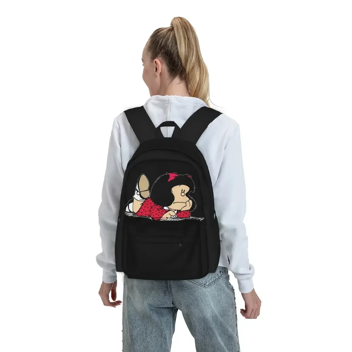Mafalda Anime Plaid Backpacks Boys Girls Bookbag Students School Bags Cartoon Kids Rucksack Travel Rucksack Shoulder Bag