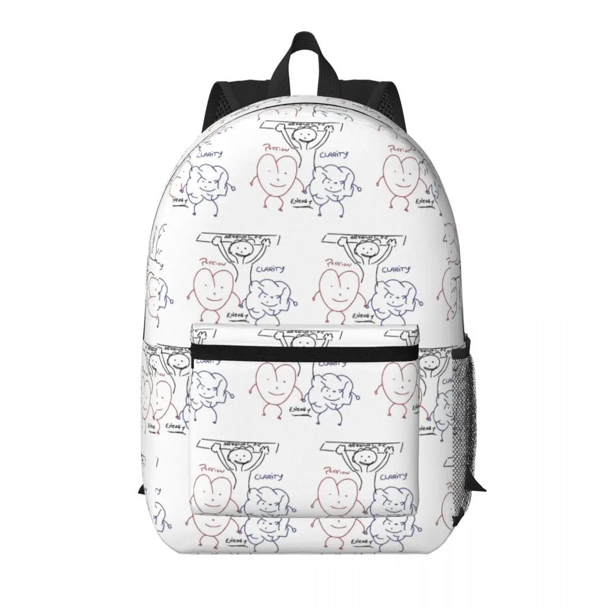 Arteta's Passion, Clarity And Energy Whiteboard Drawing Student Backpack School Bag Hiking Travel Daypack Bookbag Shoulder Bags
