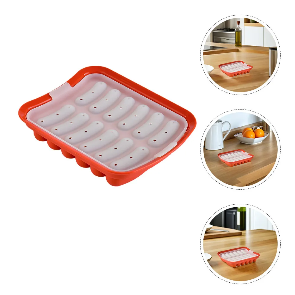 Silicone Sausage Mold 12 Cavity Flexible Non-Sticky Hot Dog Maker Easy Release Baking Steaming DIY Food Pan