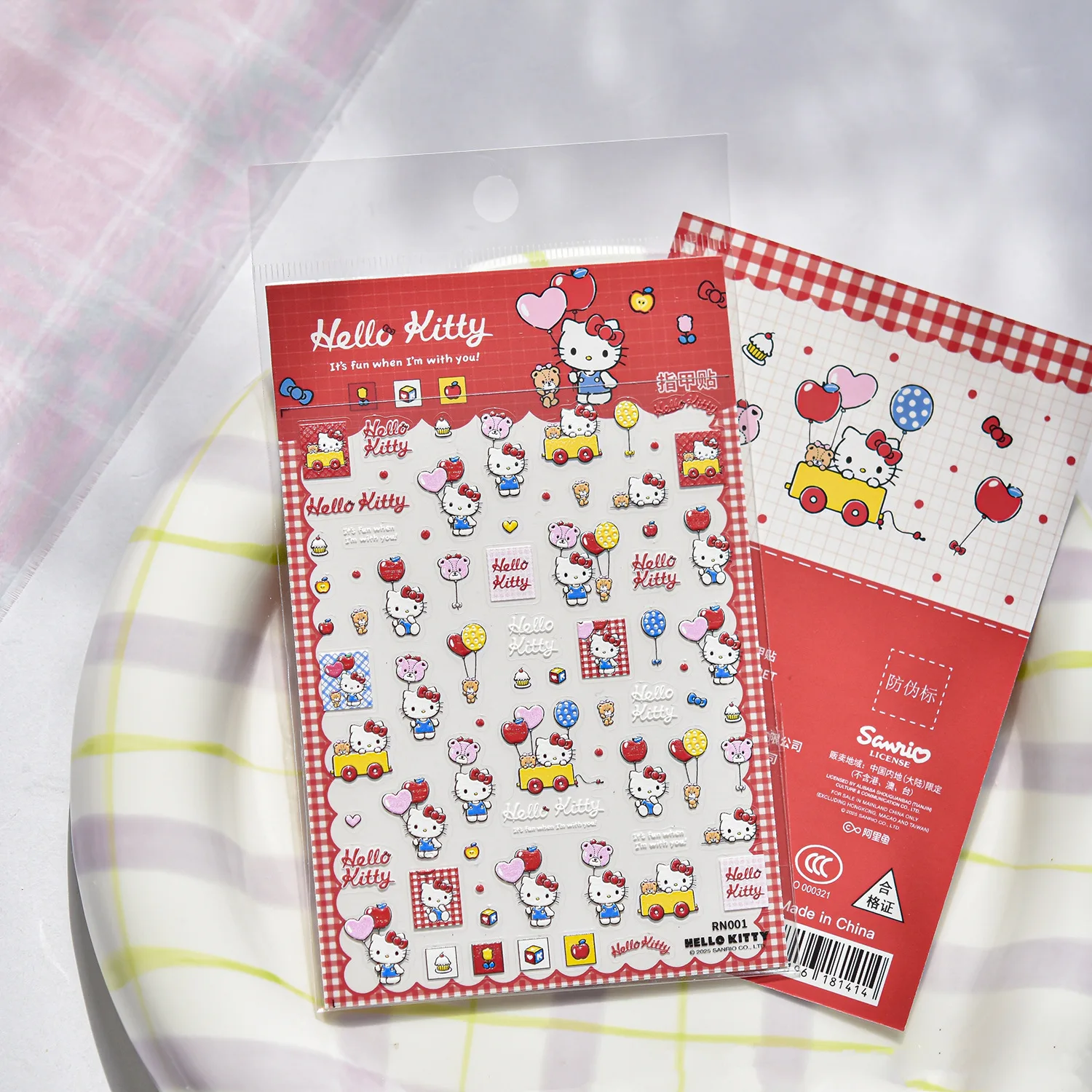 

Sanrio Relief Nail Stickers HelloKitty Cat Cartoon Elements Cute Children's Handbag Gift for Girls