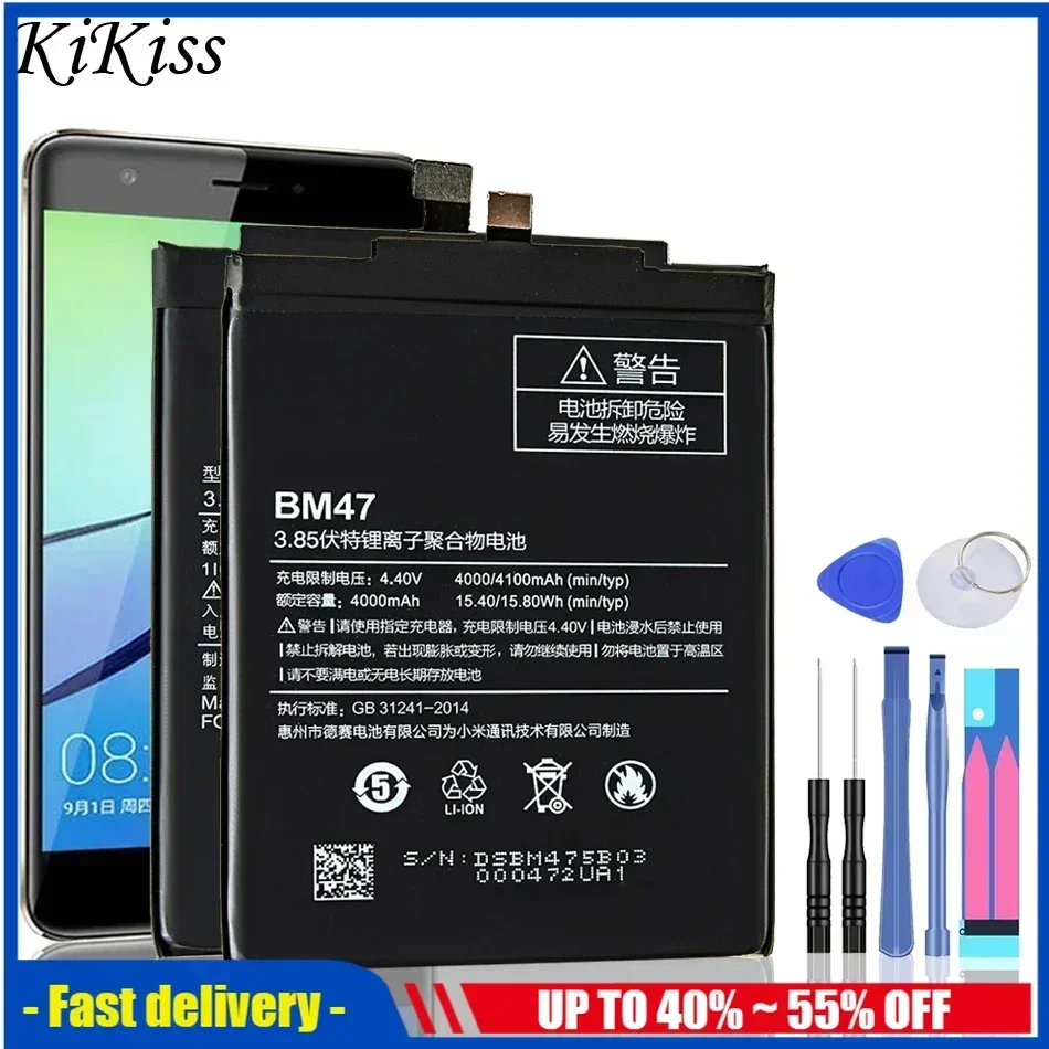 BM47 Battery For Xiaomi, Mi Pocophone F1, For Redmi Note 3, 3S, 3X, 4X, 4, 4A Pro, Prime 5 Plus, 5A, 5X, 5S, 6, 6A, 7, 8T, 9, 9T