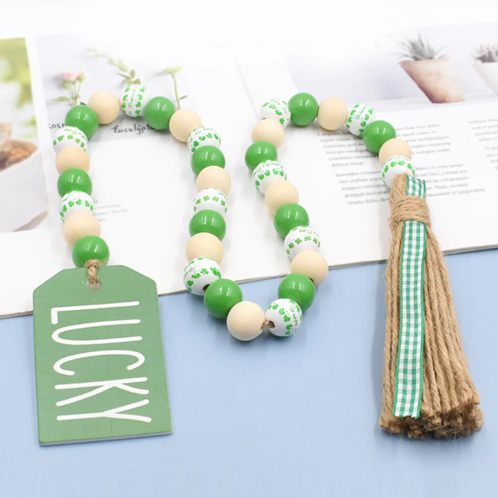 

2pcs Letter Decorative Hanging Garland Wood Bead Tassel Bohemian Vintage Home Wall Door Decor Rustic Wooden Beaded Ornament