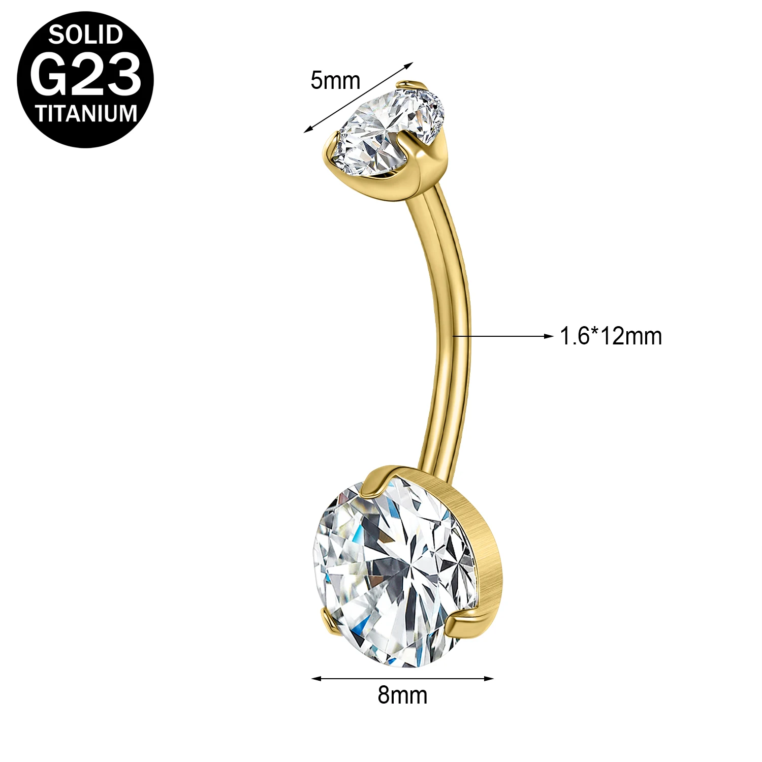 Women's G23 Titanium Belly Button Ring with CZ Crystal
