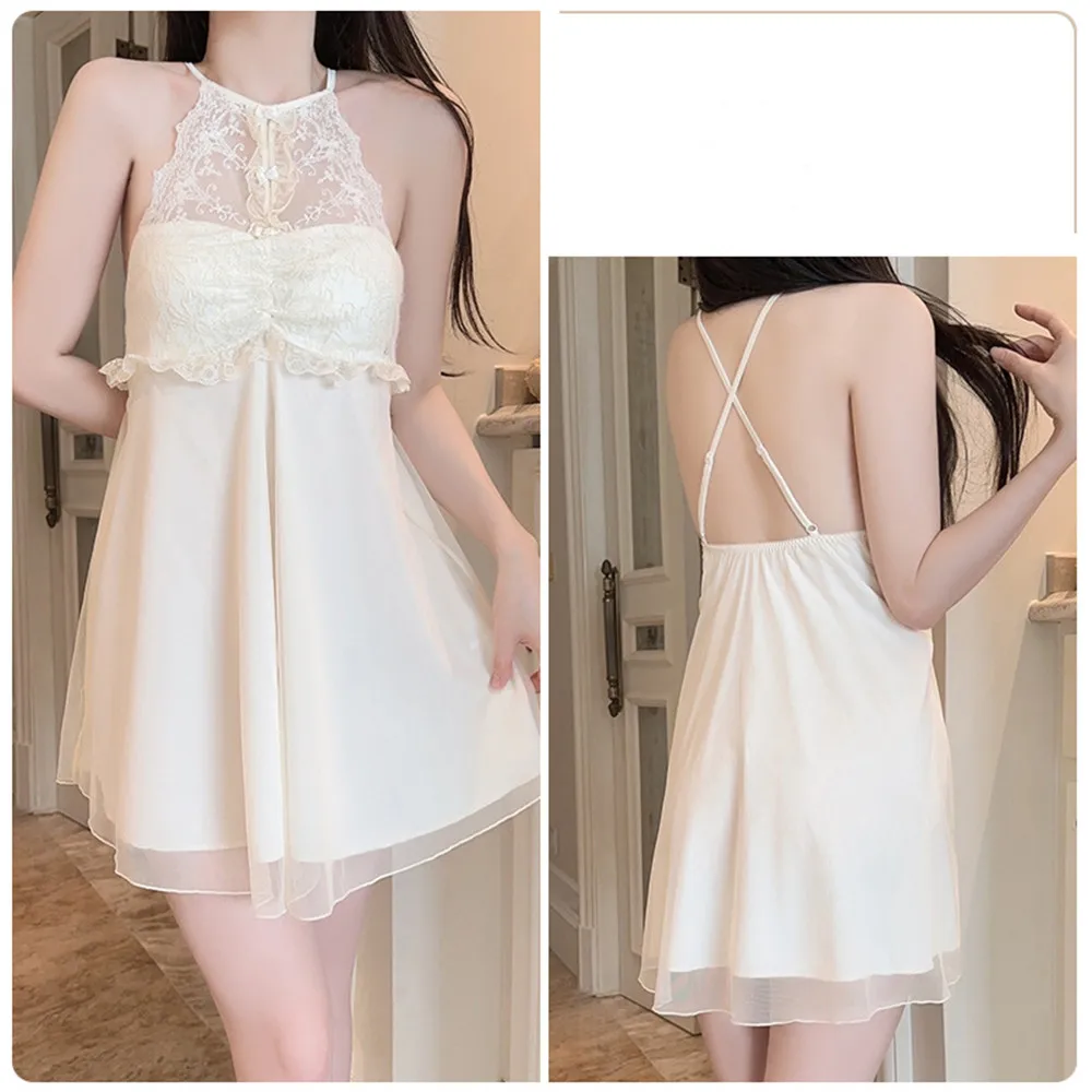 Set di vestaglia twinset in chiffon femminile Abito sexy con reggicalze in rete Camicia da notte Intimo Lingerie Sleepwear Homewear