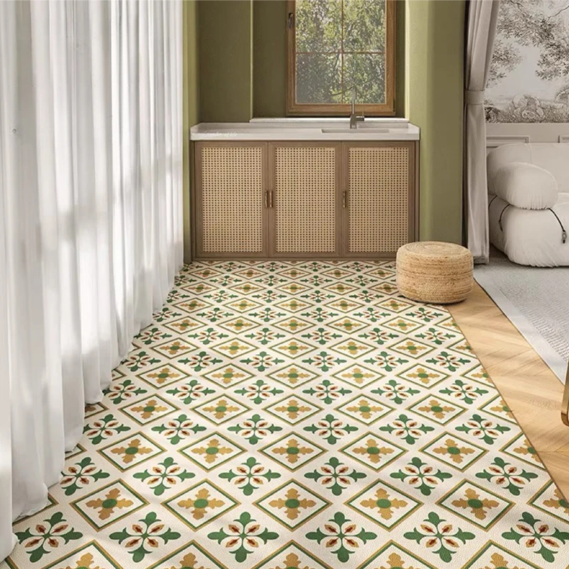 Balcony Floor Mat Pvc Leather Carpet Waterproof Non-slip Foot Mats Long Strip Big Size Rug American Style Home Decoration Rugs