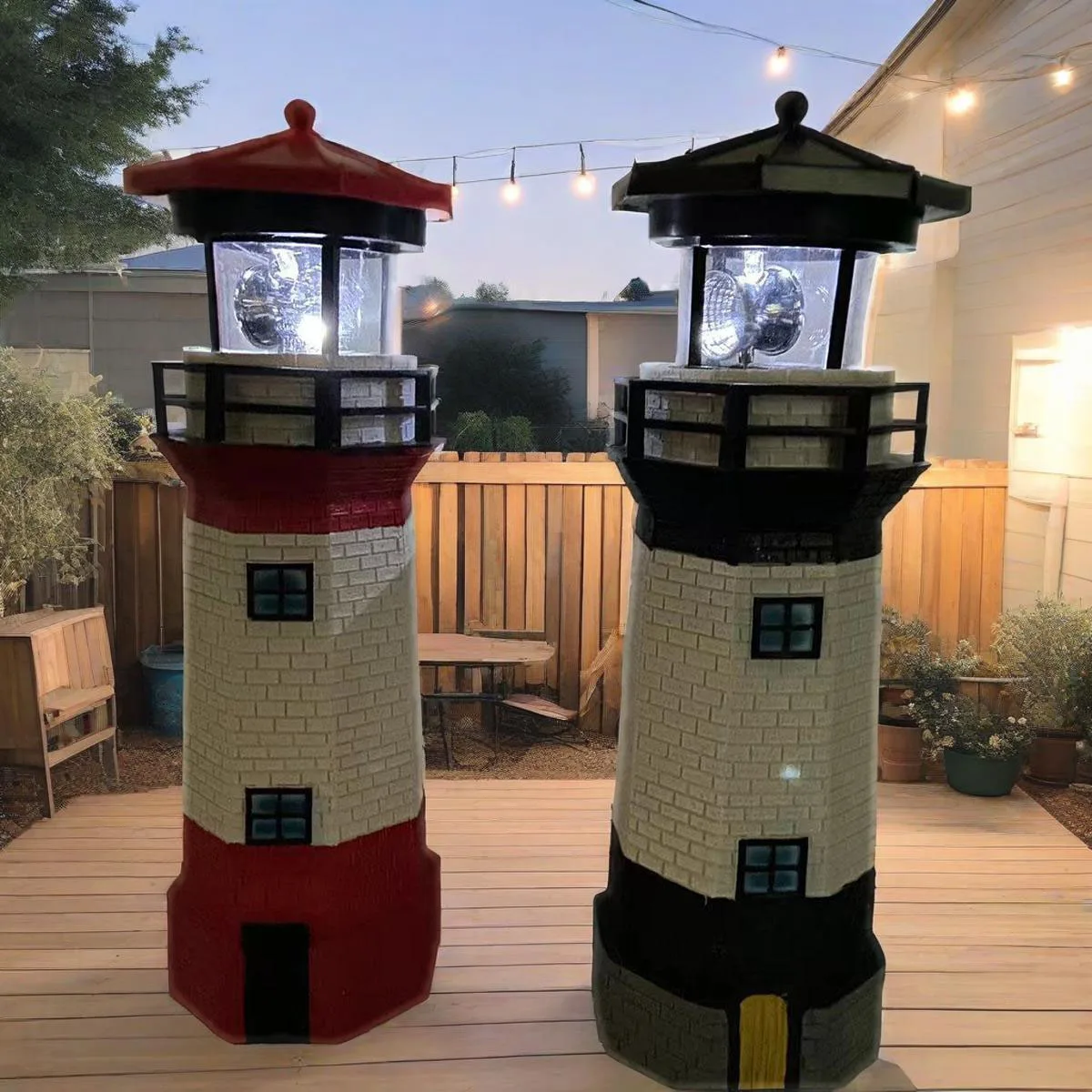 

LED Solar Rotating Lighthouse, Outdoor Courtyard Solar Light, Courtyard Fence Decoration Lawn Light, Garden Statue Resin Crafts