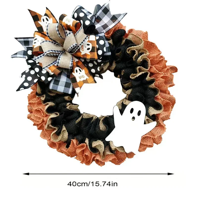 40x40cm Halloween artificial wreath ring hanging on front doors and windows for autumn harvest party porch wall decoration